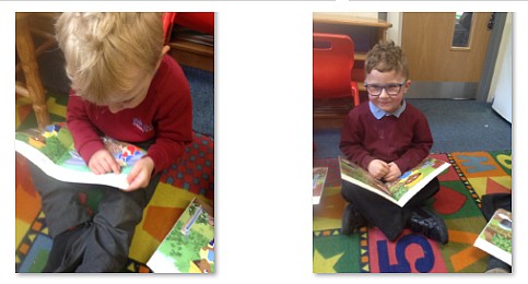 Photos of children reading